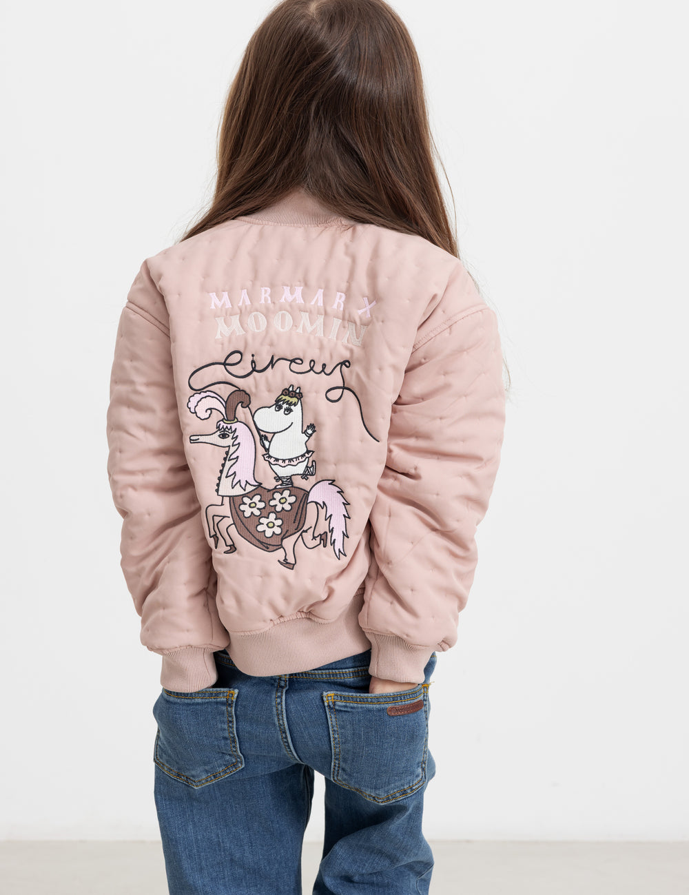 Children's set from-wearing red quilted jacket with Moomin print