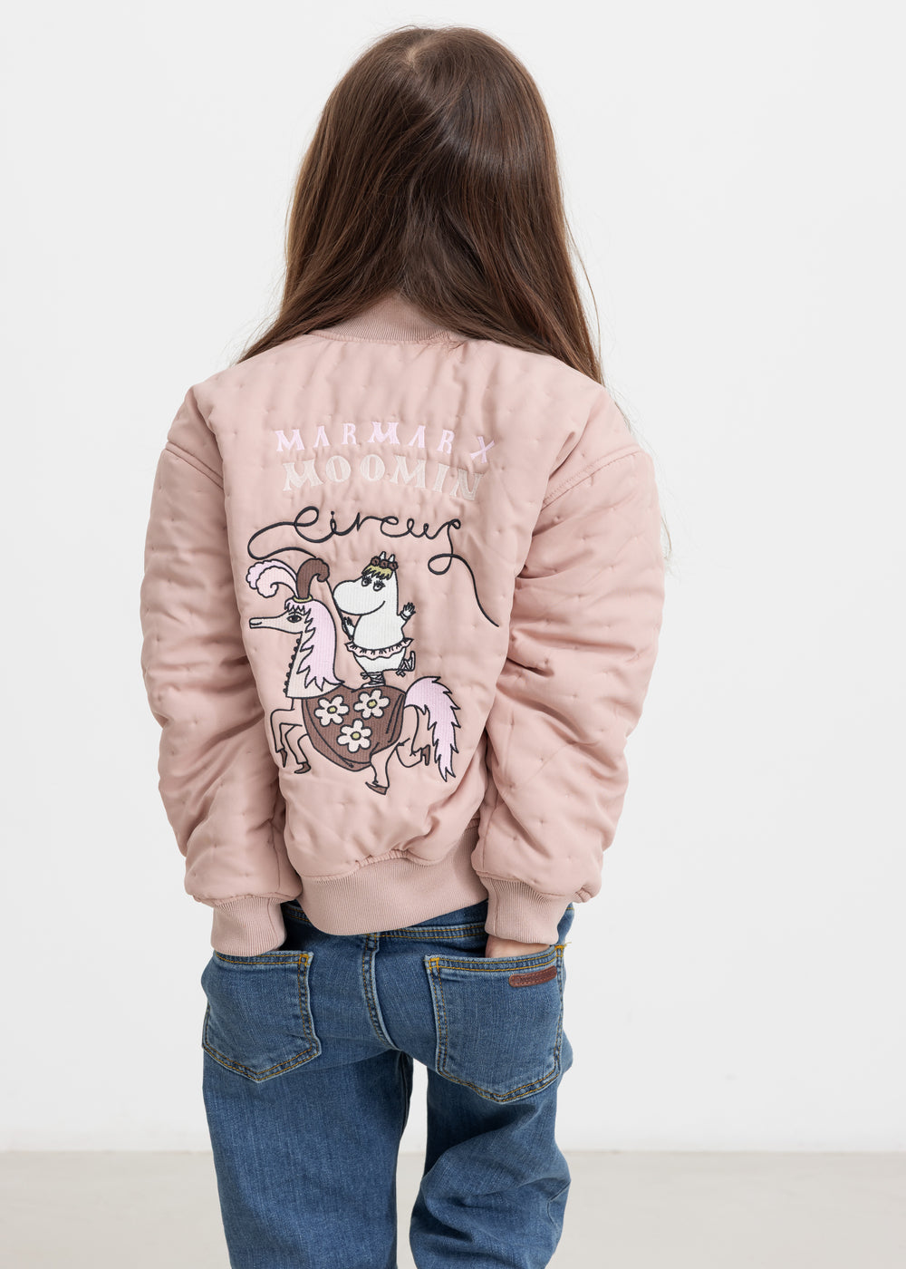 Children's set from-wearing red quilted jacket with Moomin print