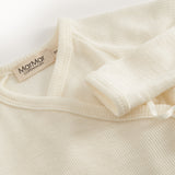 Turtleneck, Wool Rib Jumpsuit - Natural