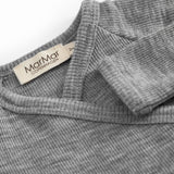 Turtleneck, Wool Rib Jumpsuit - Grey Melange