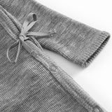 Turtleneck, Wool Rib Jumpsuit - Grey Melange