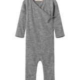 Turtleneck, Wool Rib Jumpsuit - Grey Melange