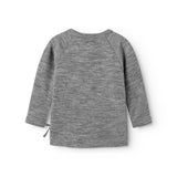 Tut Wrap LS, Wool Rib Blouse - Gray Melange