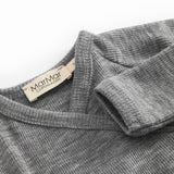 Tut Wrap LS, Wool Rib Blouse - Gray Melange