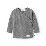 Tut Wrap LS, Wool Rib Blouse - Gray Melange