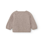 Tamla Kashmir cardigan in alpaca blend, light brown with round neck and long sleeves.