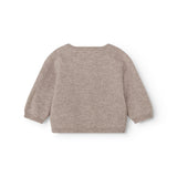 Tamla Kashmir cardigan in alpaca blend, light brown with round neck and long sleeves.