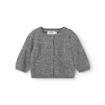 Gray mixed cashmere cardigan with button closure and long sleeves