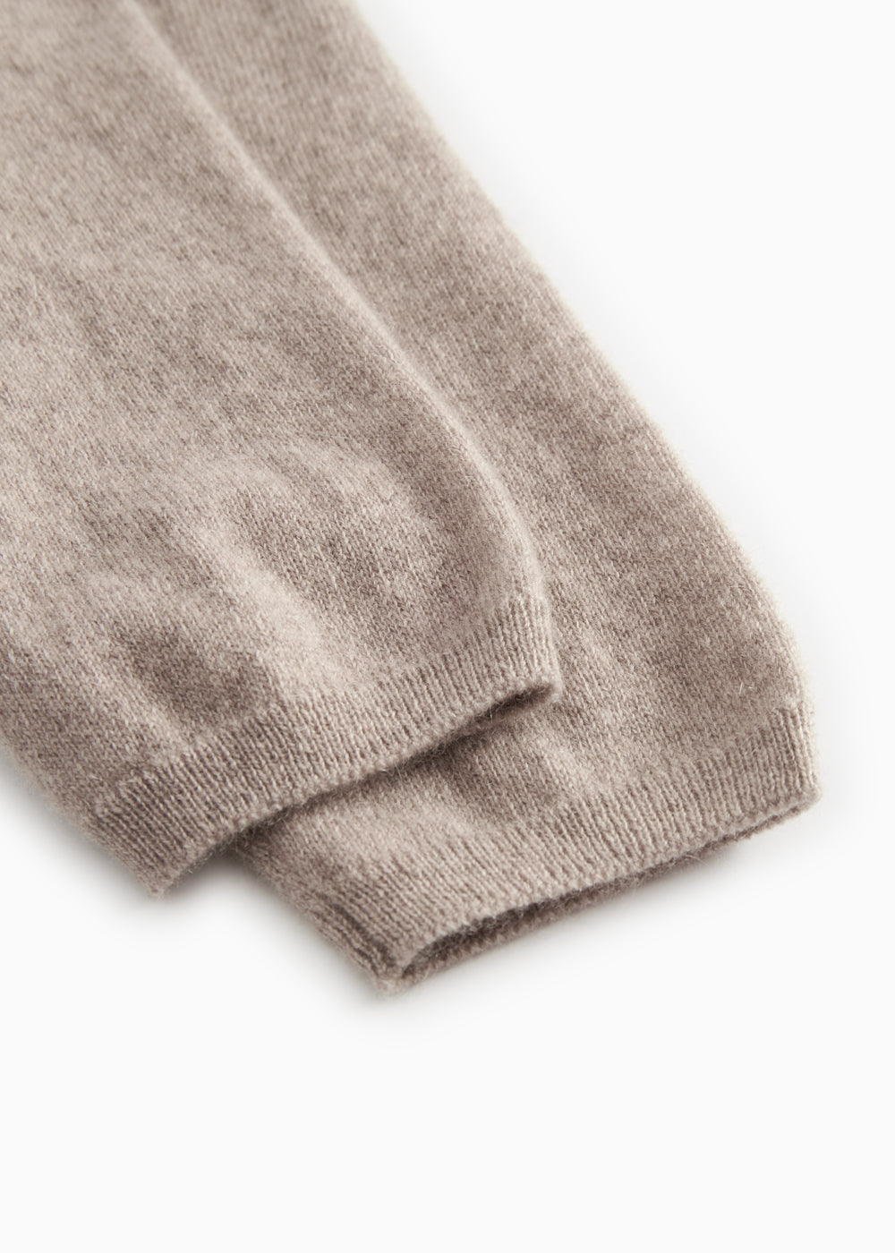 High Kashmir trousers and alpaca melange, ribbed hem at the bottom of the leg, light brown.