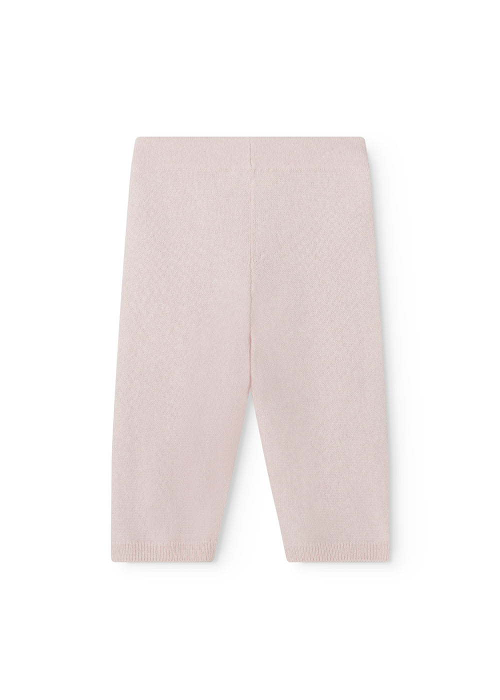 High-waisted trousers with a rose pattern and elastic waistband, straight legs.