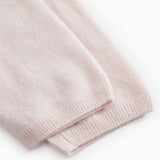 Pink Kashmir trousers with honey mel with a ribbed cuff at the bottom of the leg.