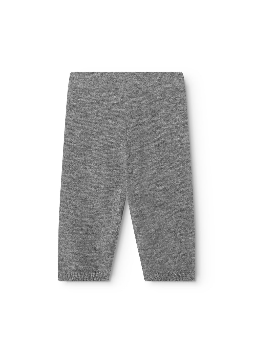 Gray melange Kashmir pants for children with straight legs and a marked back seam.