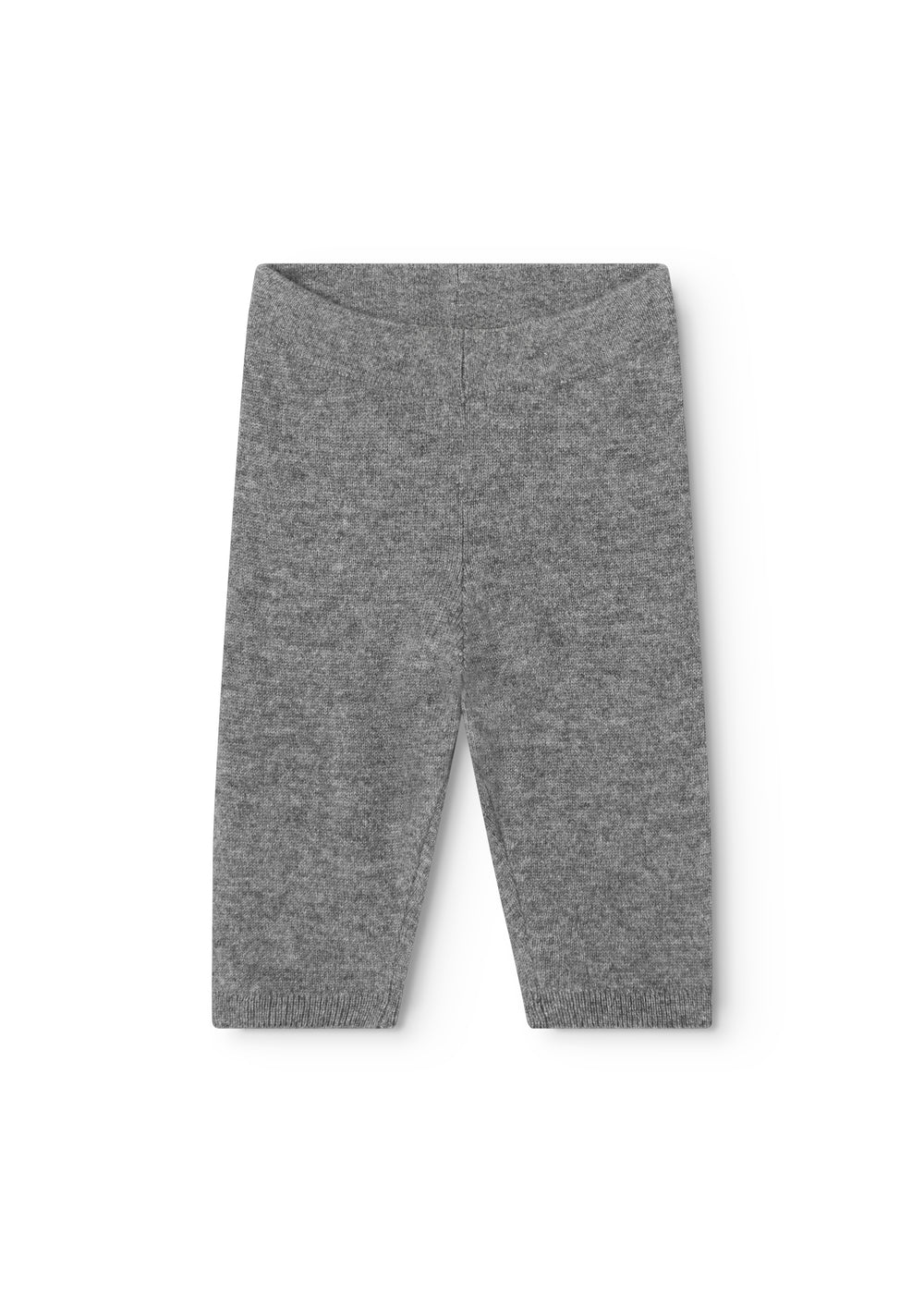 Gray melange Kashmir trousers for children with straight legs and elastic waistband.