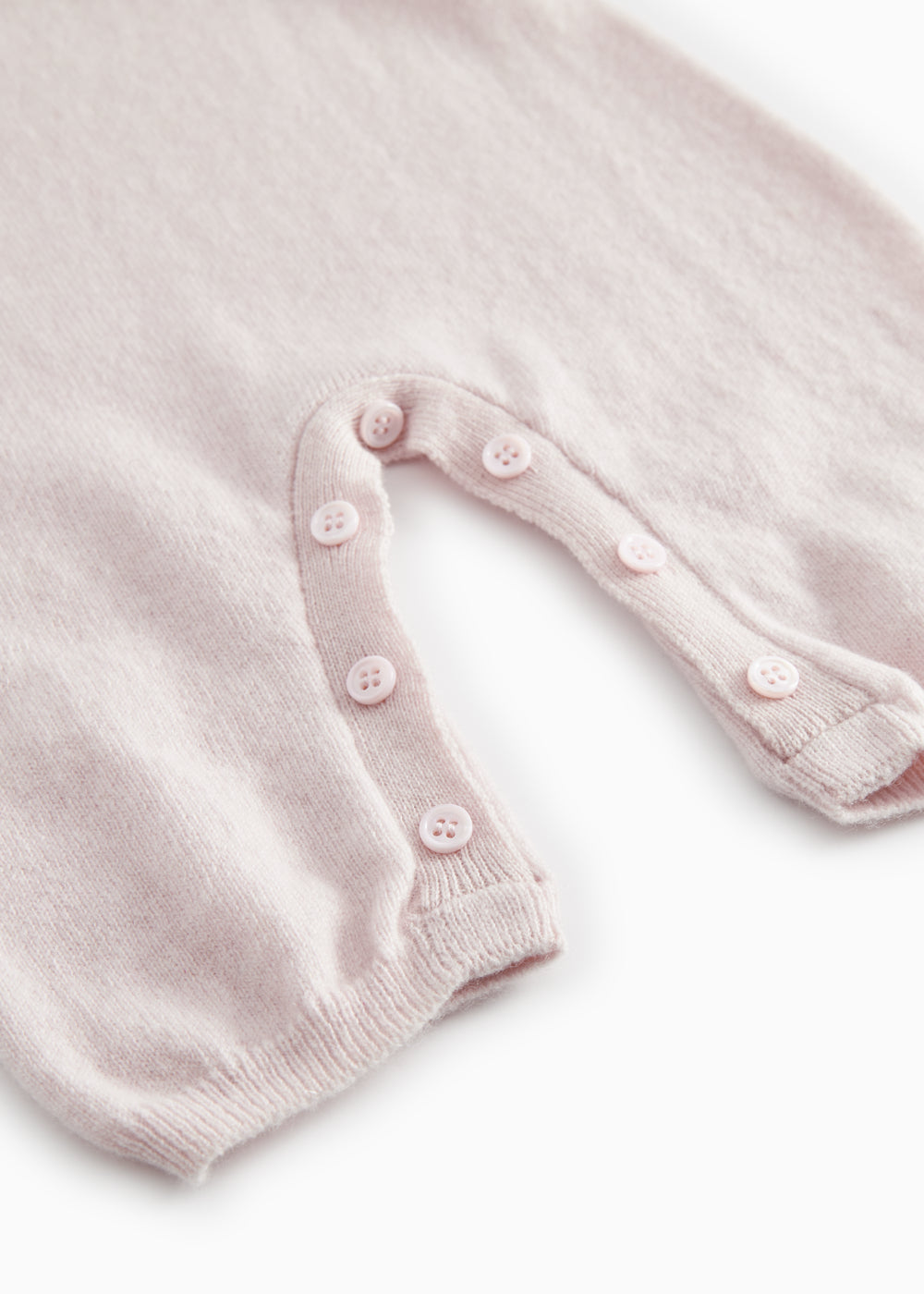 Pink cashmere blend dress with slit and decorative buttons