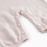 Pink cashmere blend dress with slit and decorative buttons