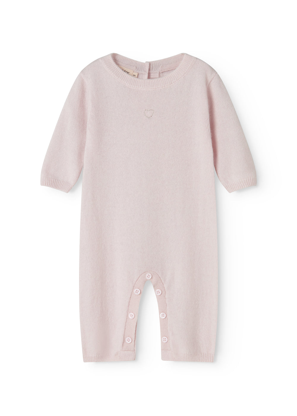 Pink cashmere blend dress with long sleeves and button-closed leg opening