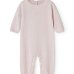 Pink cashmere blend dress with long sleeves and button-closed leg opening
