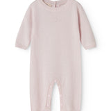 Pink cashmere blend dress with long sleeves and button-closed leg opening