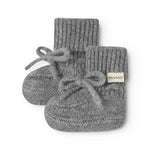 Knitted baby booties set with loops and MarMar brand on the side
