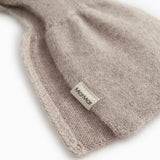 Baby scarf in alpaca blend, beige melange, MarMar logo on fabric label.