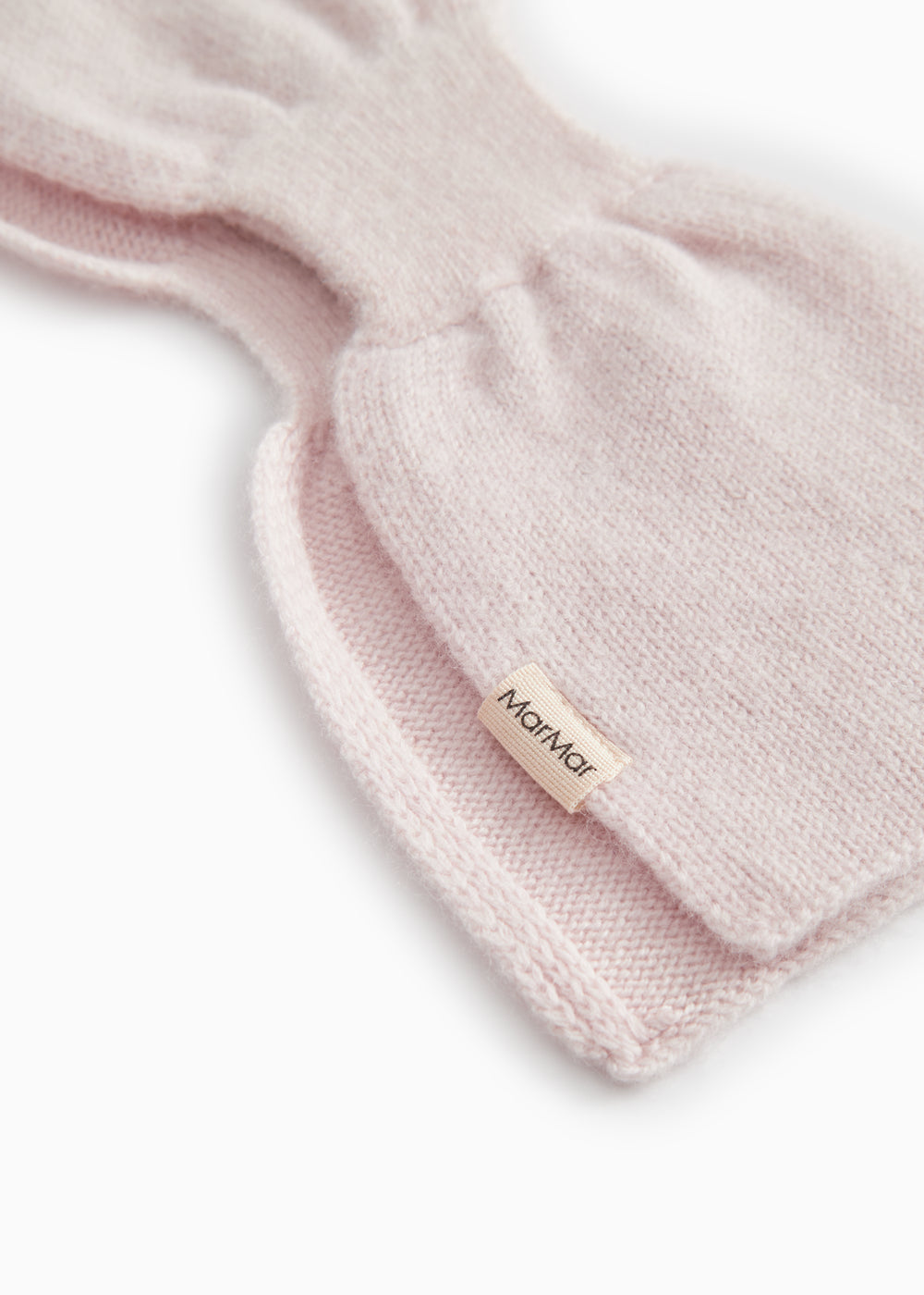 Cashmere baby wrap in pink with label "Mominmar".