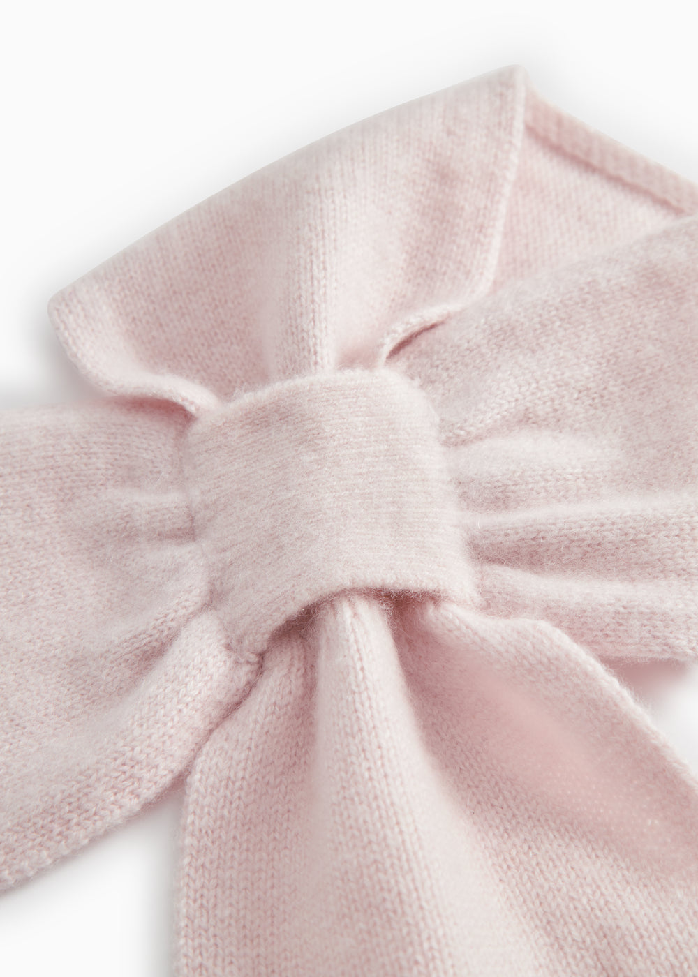 Cashmere baby shawl, light pink, detailed bow knot.