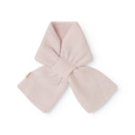 Cashmere baby blanket, pink, folded and tied as a bow.