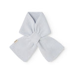 Light blue cashmere scarf for baby in bow shape with fabric label