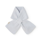 Light blue cashmere scarf for baby in bow shape with fabric label