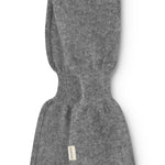 Grey blended cashmere baby scarf with brand, shown folded in the middle