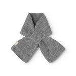 Mixed knitted baby scarf in cashmere, folded as a bow.