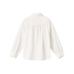 Hvid bluse til børn med broderet mønster og rund krave