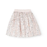 video of a silver paillette skirt with elastic waistband