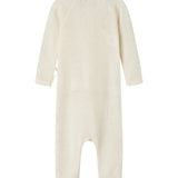 Turtleneck, Wool Pointelle Jumpsuit - Natural