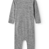 Turtleneck, Wool Pointelle Jumpsuit - Grey Melange