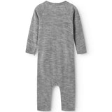 Turtleneck, Wool Pointelle Jumpsuit - Grey Melange