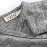 Turtleneck, Wool Pointelle Jumpsuit - Grey Melange