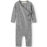 Turtleneck, Wool Pointelle Jumpsuit - Grey Melange