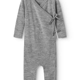 Turtleneck, Wool Pointelle Jumpsuit - Grey Melange