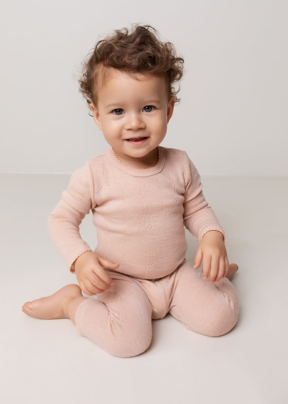 Benedikte, Wool Pointelle Bodystocking - Burnt Rose