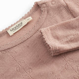 Benedikte, Wool Pointelle Bodystocking - Burnt Rose