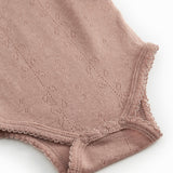 Benedikte, Wool Pointelle Bodystocking - Burnt Rose