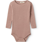 Benedikte, Wool Pointelle Bodystocking - Burnt Rose