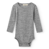 Benedikte, Wool Pointelle Bodystocking - Grey Melange