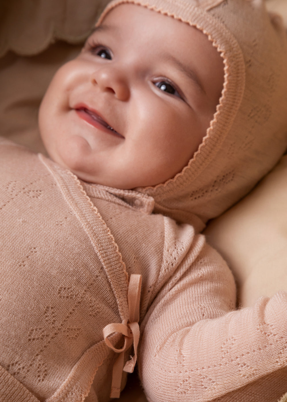 Hoody, Wool Pointelle Beanie - Burnt Rose