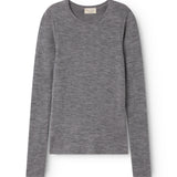 Tamra W, Wool Pointelle T-Shirt - Gray Melange