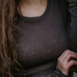 Tamra W, Wool Pointelle T-shirt - Terre