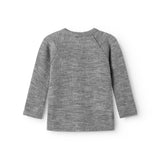 Tut Wrap LS, Wool Pointelle Blouse - Grey Melange