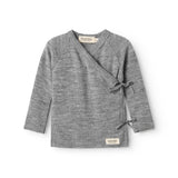 Tut Wrap LS, Wool Pointelle Blouse - Grey Melange