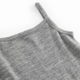 Strap Vest, Wool Pointelle Undershirt - Grey Melange